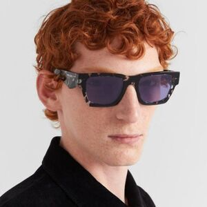 NEW Prada PRA06S 15O50B Tortoise Black Violet Mirror Square Unisex Sunglasses